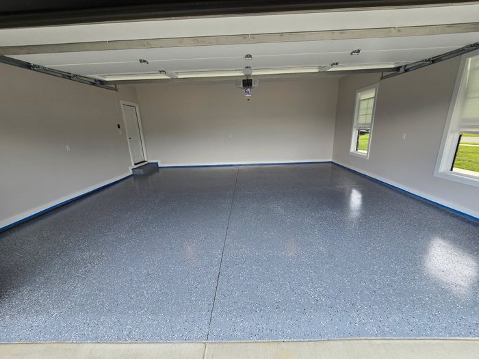 Gray epoxy flake garage floor coating in Louisville, KY